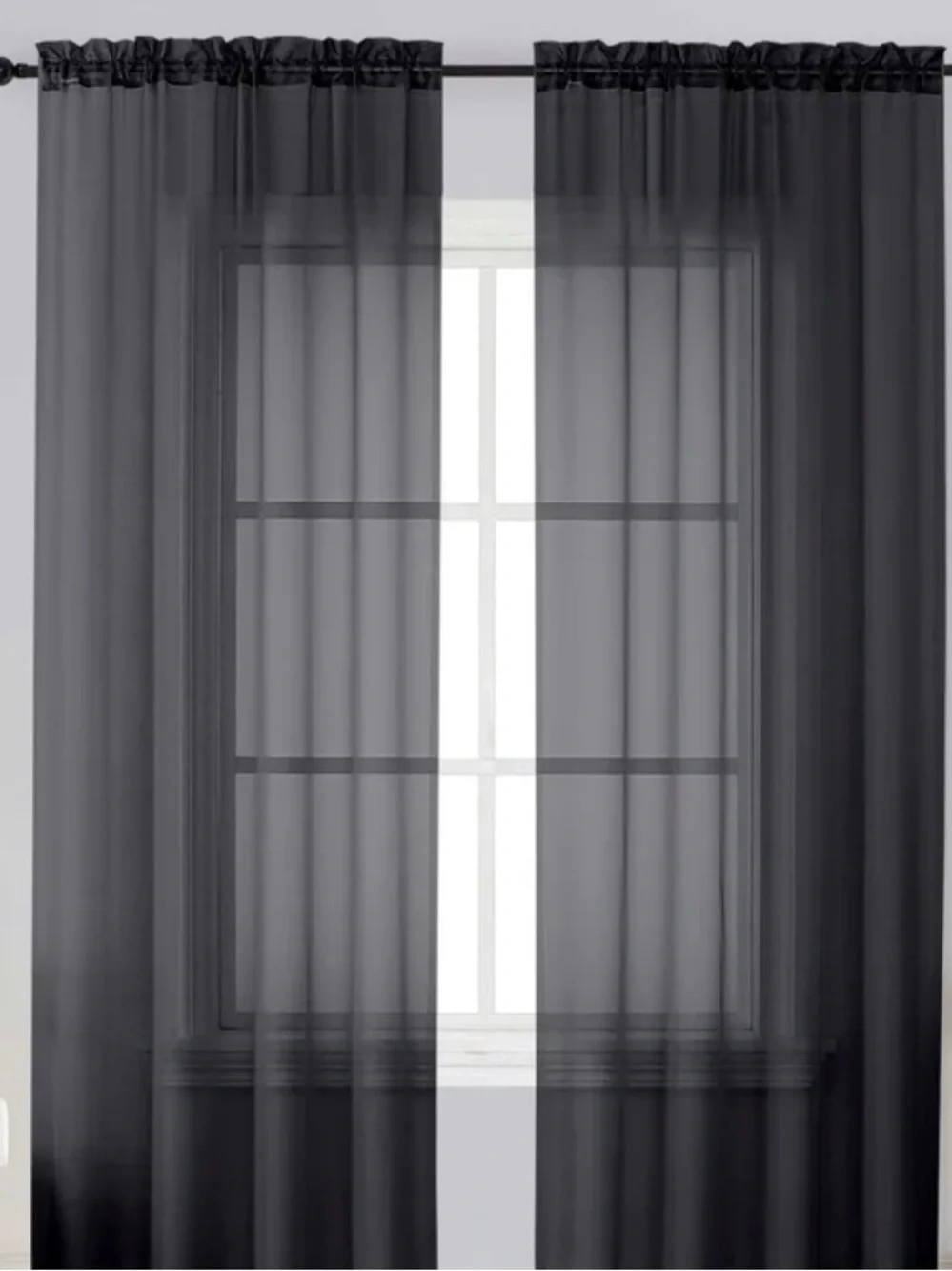 Modern black Solid Sheer Classic sheer Curtains Full-Length Accents